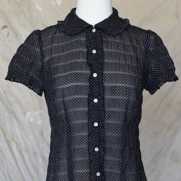 Ann Taylor Loft black with petite polka dots 4P - Picture 1 of 7